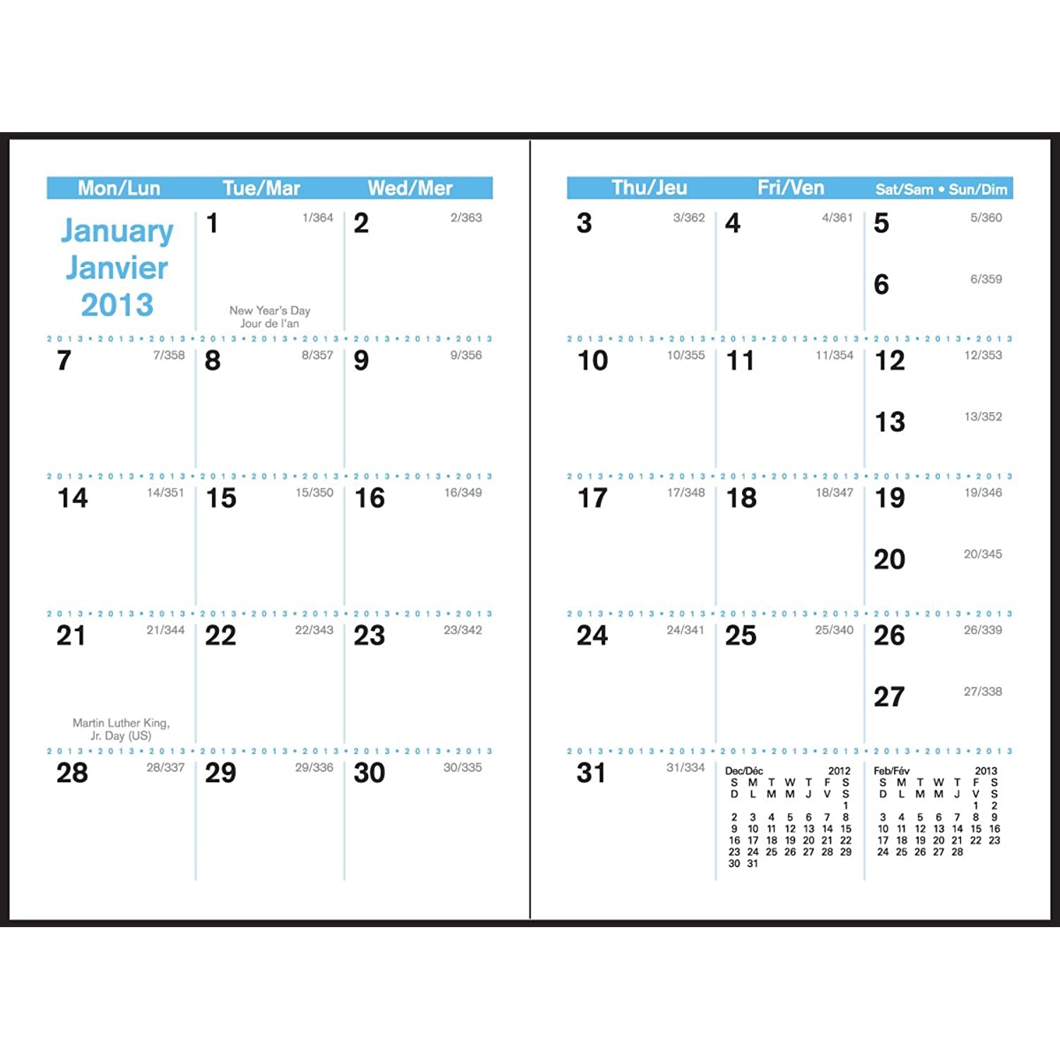 Day-Timer 2013&ndash;2014 Two-Page-Per-Day Academic Year Original Folio-Size Refill, 8.5 x 11 Inches (94010)