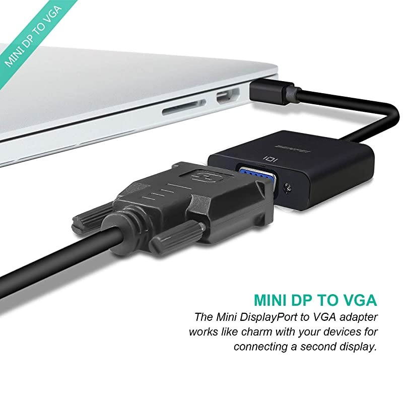 Mini DisplayPort to VGA  Mini DP Display Port to VGA Thunderbolt Compatible Male to Female Adapter Compatible for ThinkPad SurfacePro PC