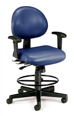 OFM 24 Hour Ergonomic Task Chair with Arms and Drafting Kit, Anti-Microbial/Anti-Bacterial Vinyl, in Black (241-VAM-AA-66)