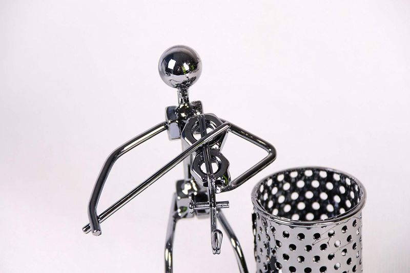 Creative Office Desktop Accessories Metal Pen Pencil Holder Craft Art Model Room Decoration (violin)