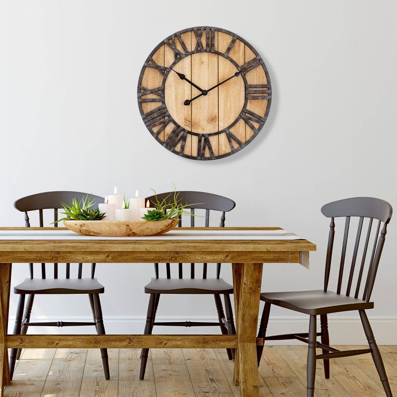 15.5" Wood Plank Dial with Raised Numbers Wall Clock - Westclox