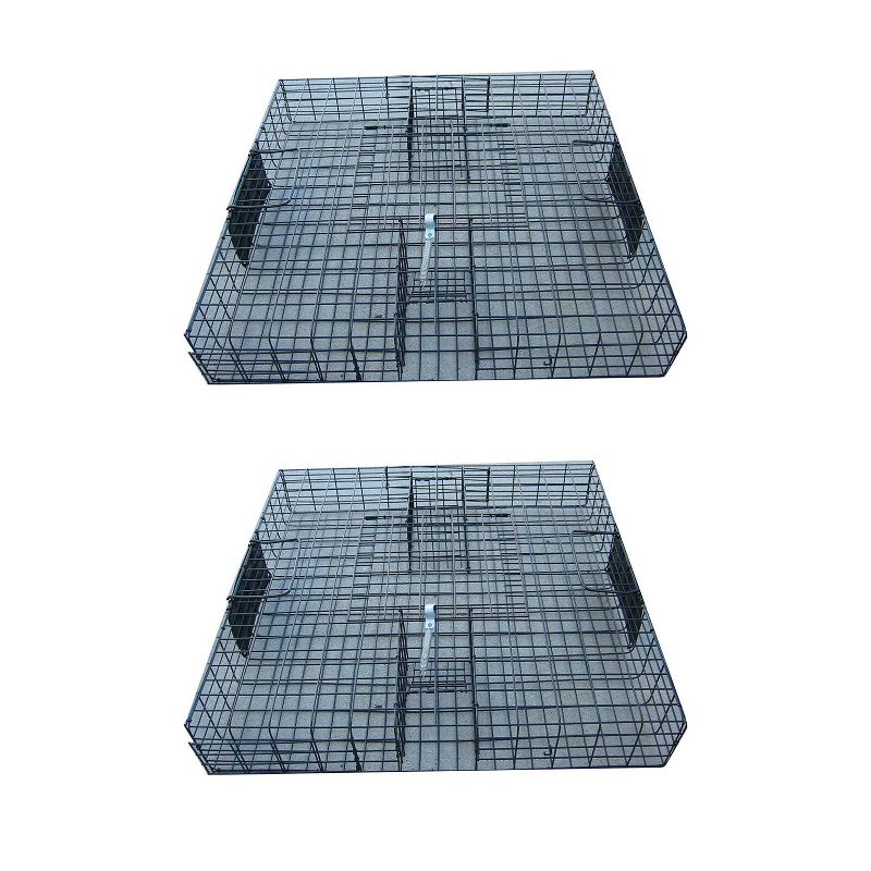 Rugged Ranch SQRTO Squirrelinator Live Chipmunk Squirrel Rat Mouse Rodent Small Animal Metal Wire 2 Door Trap Cage (Trap Only), Black (2 Pack)