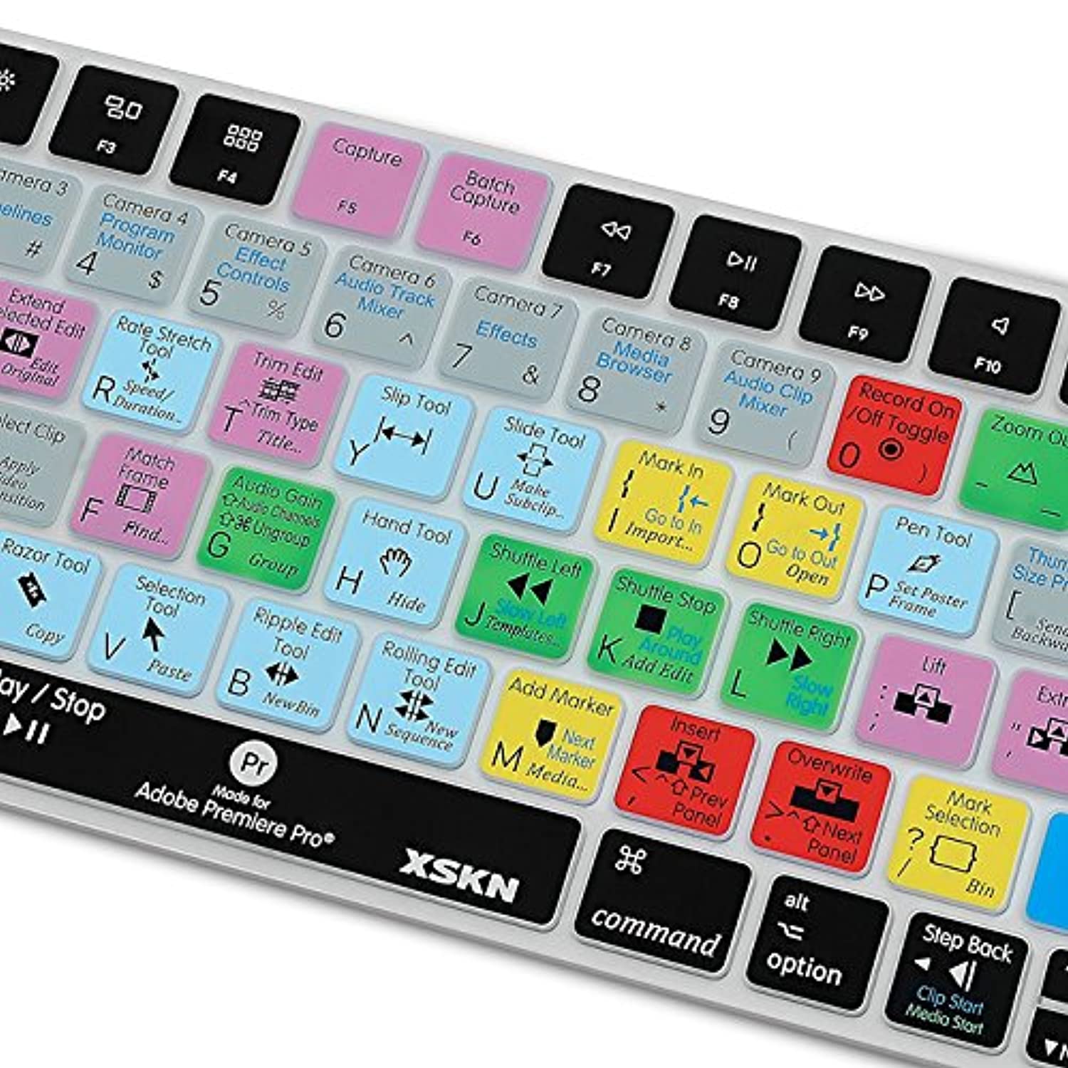 XSKN Magic Keyboard Premiere Pro Shortcut Keyboard Cover, XSKN Durable PR Hotkeys Silicone Keyboard Skin for Apple Magic Keyboard MLA22LL/A (US Version)
