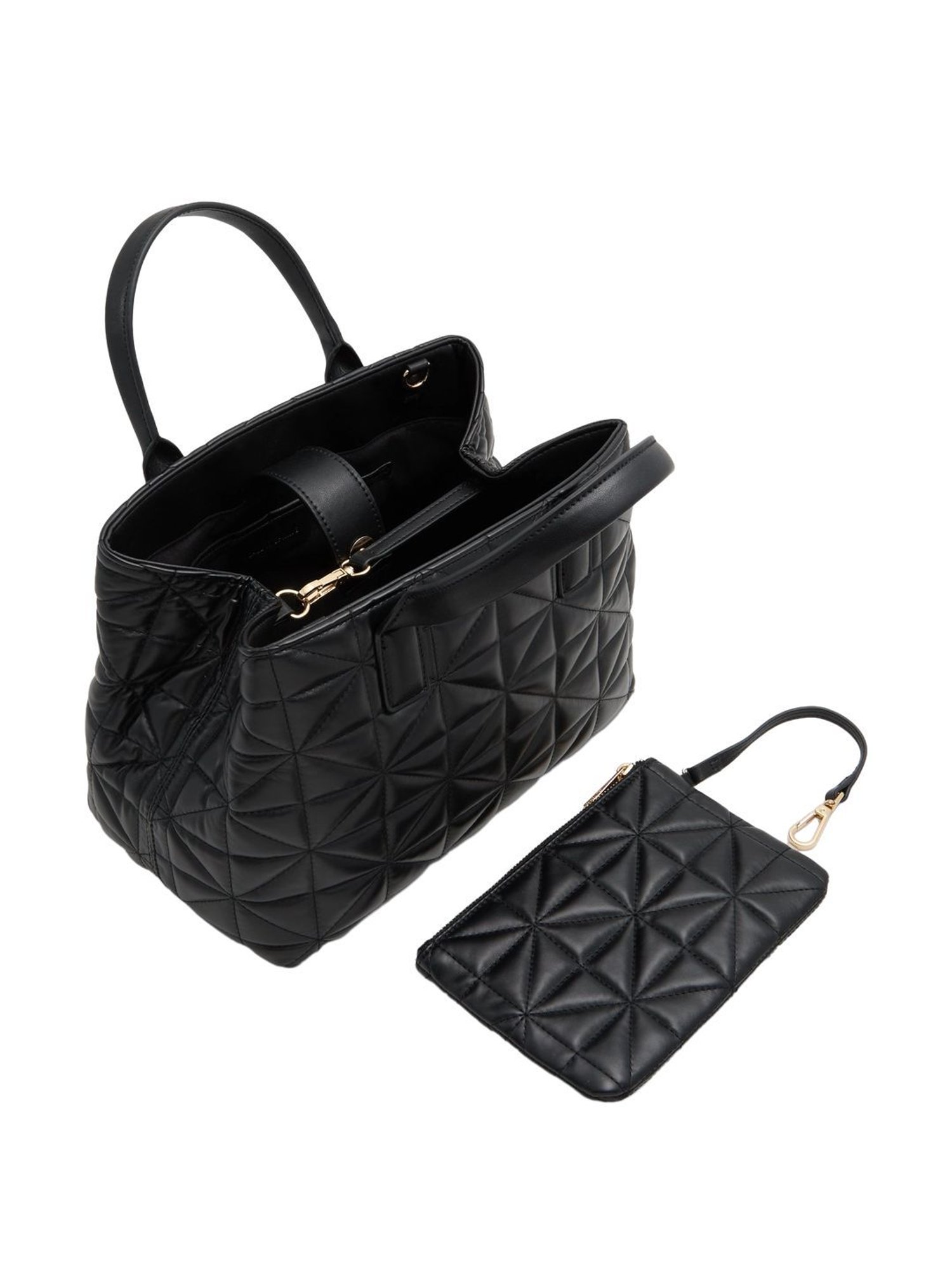 Call It Spring Black Textured Medium Tote Handbag
