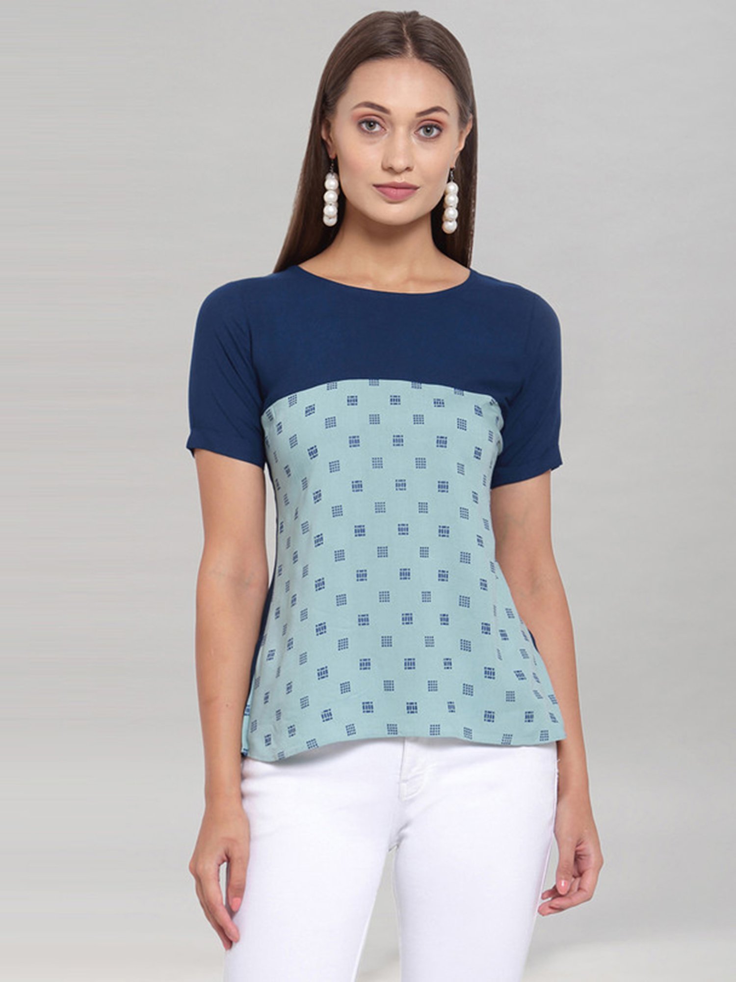SELVIA Blue Printed Top