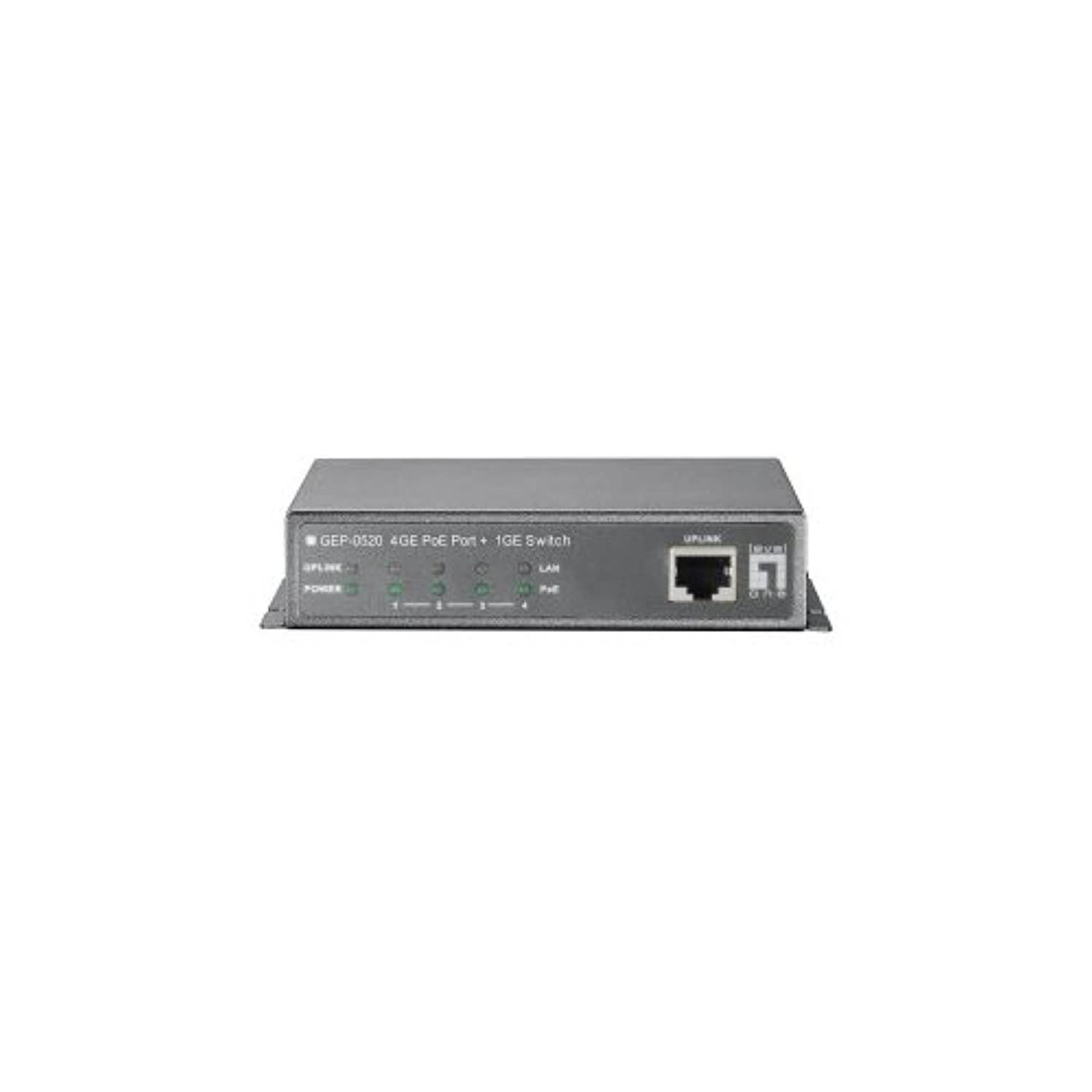 LevelOne GEP-0520 4-Port Gigabit PoE + 1-Port Gigabit Desktop Switch (Power Adapter included)