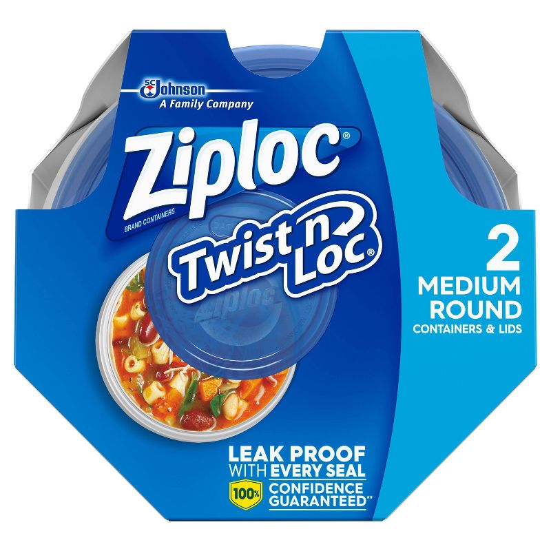 Ziploc Twist 'n Loc Container - Medium Round - 32oz/2 ct