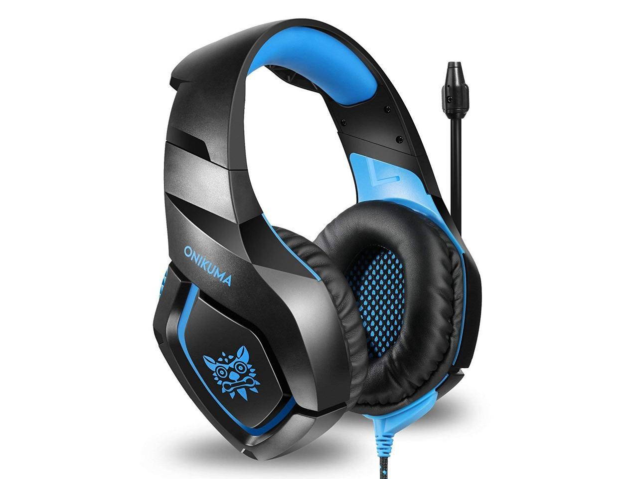 ONIKUMA Gaming Headset for PS4 ,Xbox One, 7.1 Surround Sound Noise Canceling Headset with Microphone &RGB LED Light, Compatible with PC,Game Boy Advance,Nintendo Switch (Adapter Not Included)