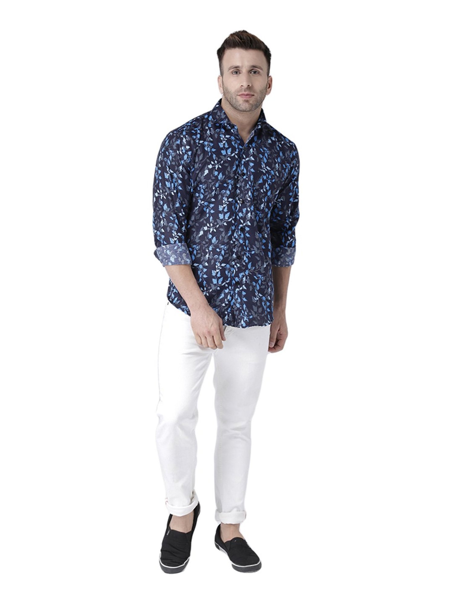 Hang Up Navy Slim Fit Printed Shirt