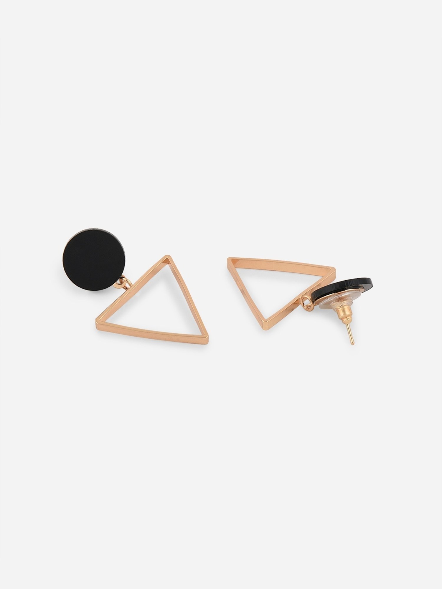 ToniQ Triangle Shape Black Drop Earrings for Women