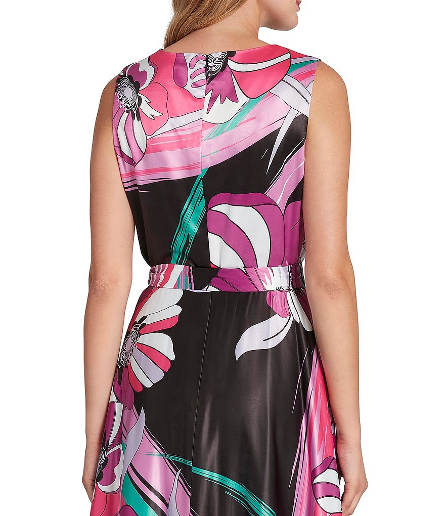 White Boho Stripes & Floral Print Floor Length Tank Dress