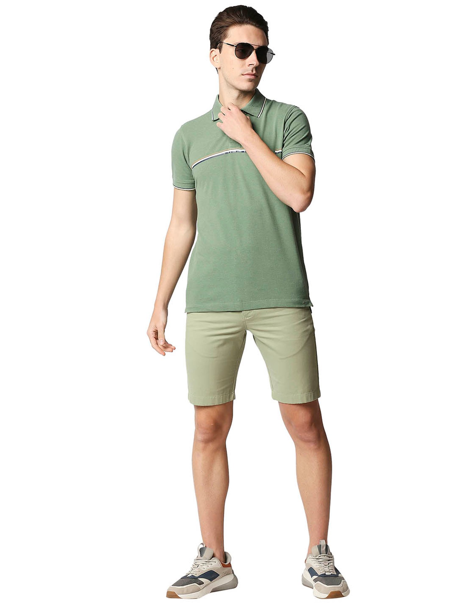 Basics Light Green Comfort Fit Shorts