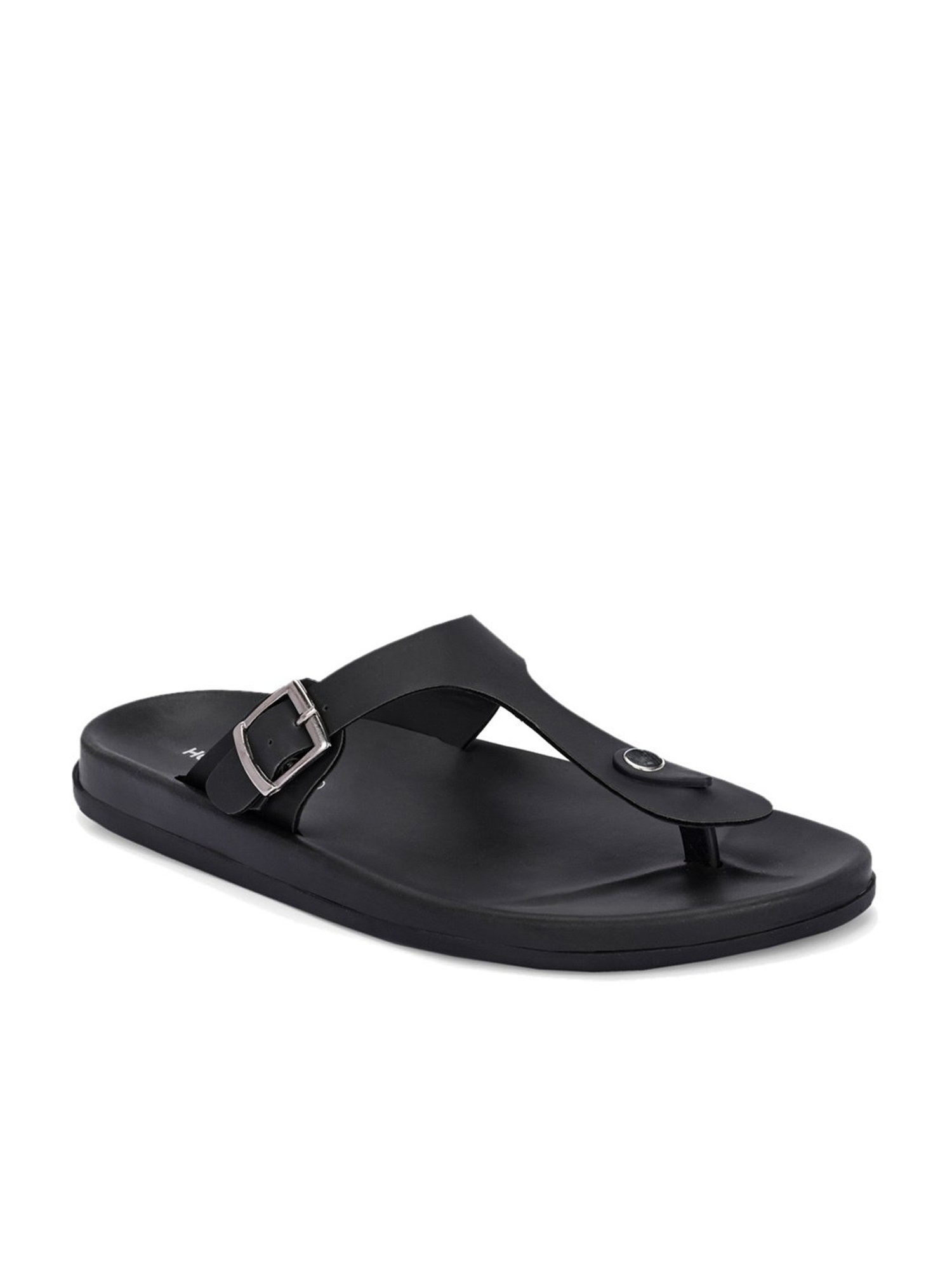 Hoversole Men's Black T-Strap Sandals