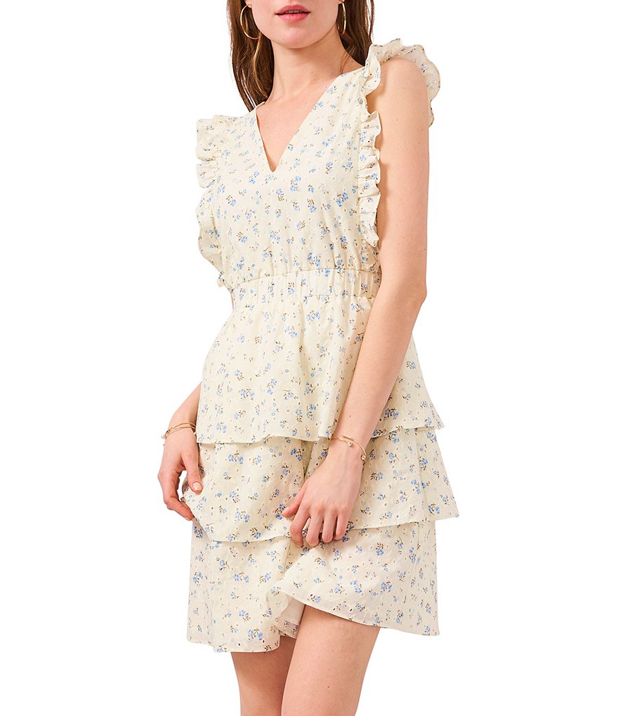 1. STATE Eyelet Floral V-Neck Dress