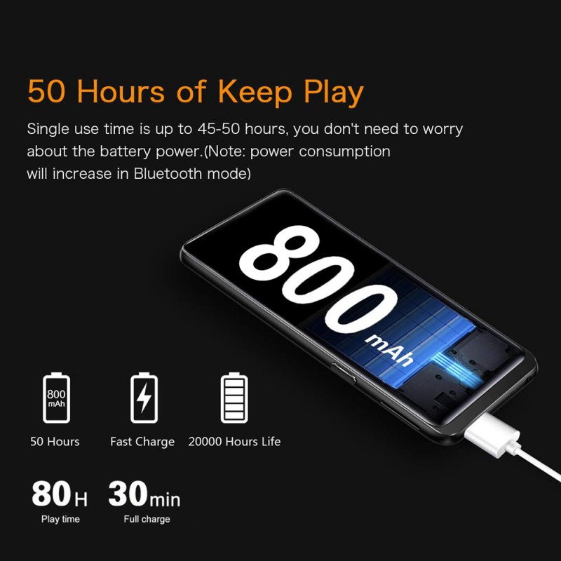 Ochine 16GB MP3 Player, BENJIE M8 MP3 Player With Bluetooth 5.0, Music Player With FM Radio, Recording, 1.8\" Screen, HiFi Lossless Sound, Support Up To 64GB Expansion