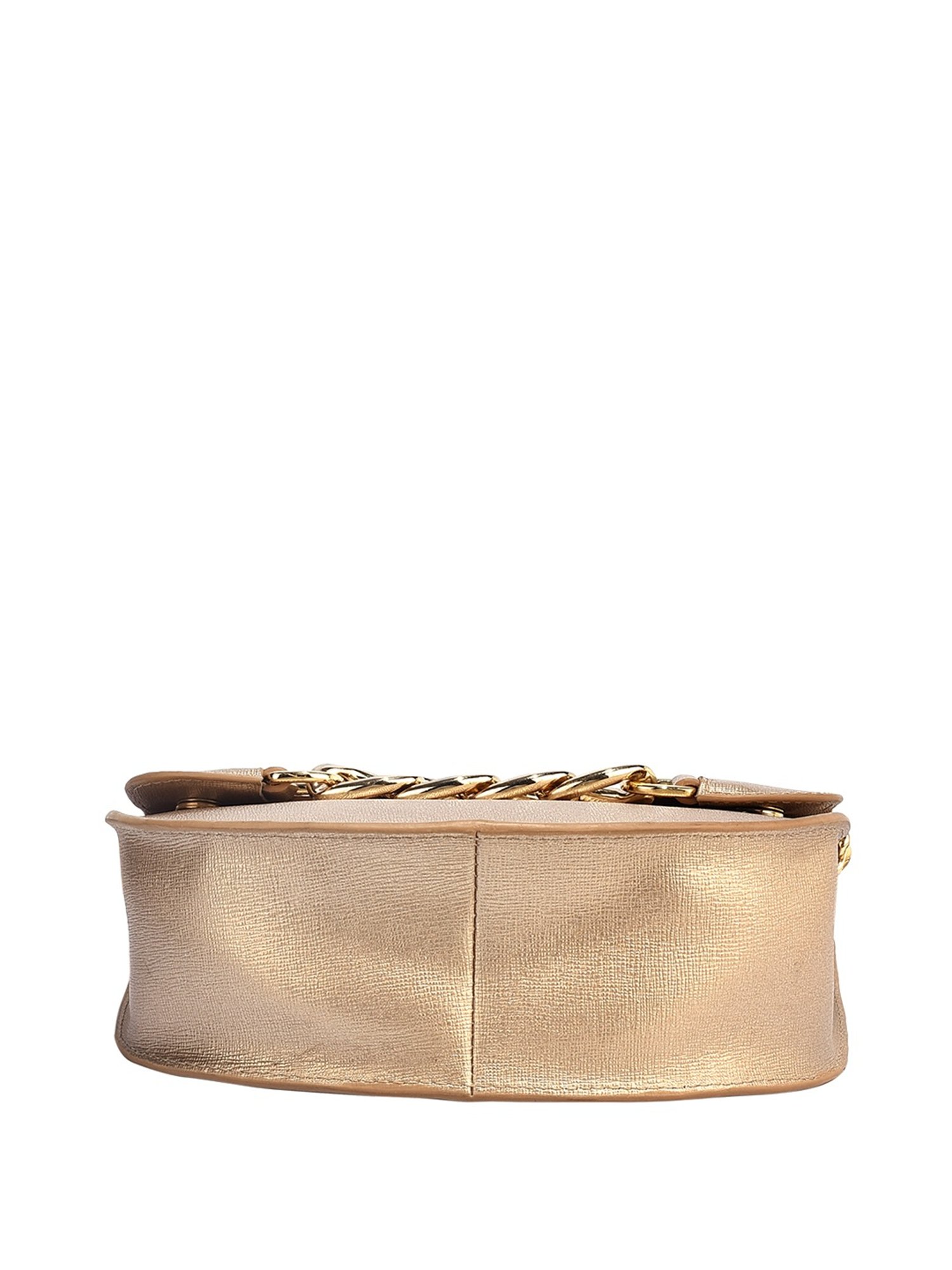 Eske Valerie Golden Solid Medium Sling Handbag