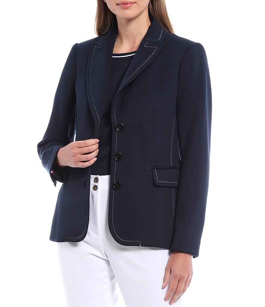 Tommy Hilfiger 3 Button Long Sleeve Scuba Blazer