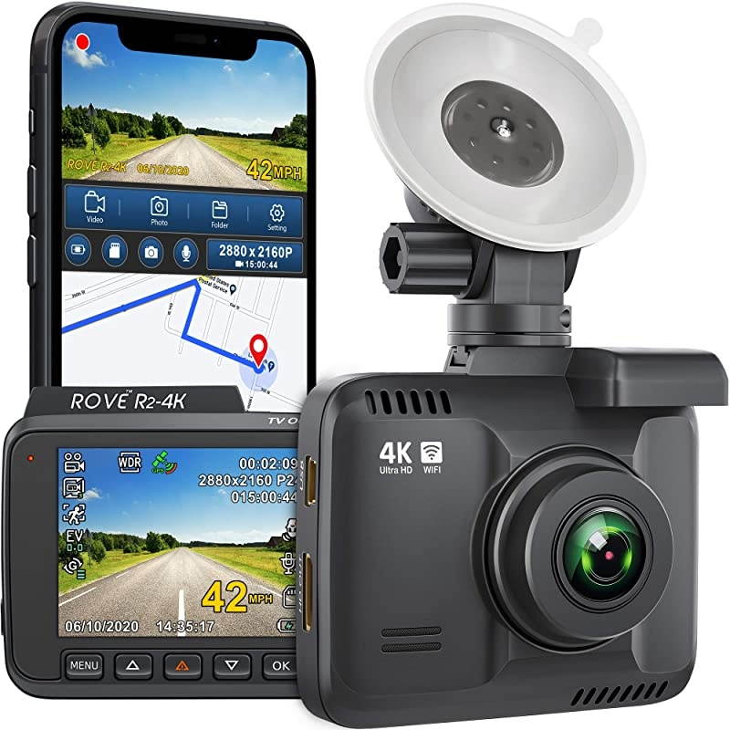 R2-4K Dash Cam Built in WiFi GPS Car Dashboard Camera Recorder with UHD 2160P, 2.4" LCD, 150&deg; Wide Angle, WDR, Night Vision