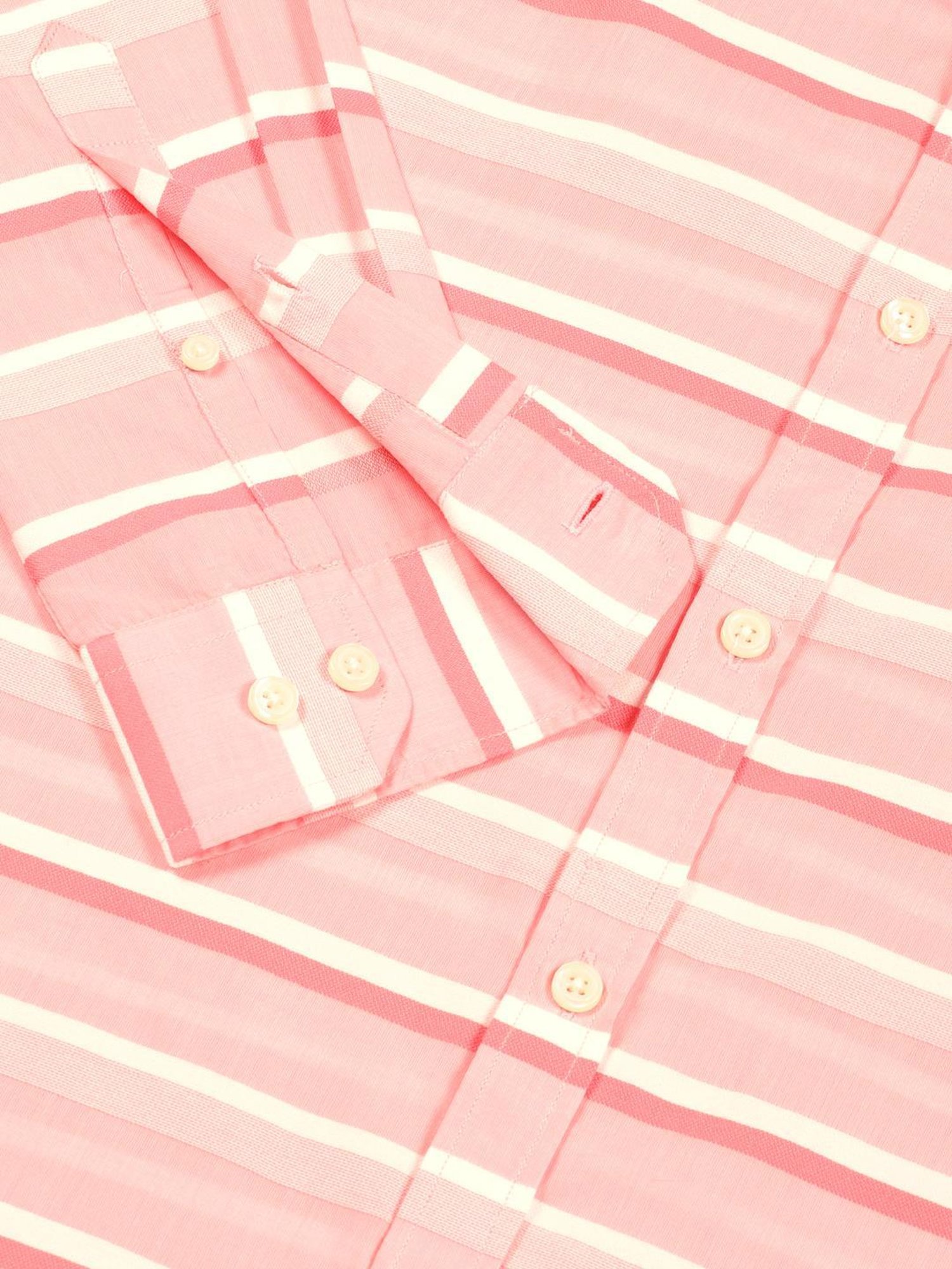 Thomas Scott Medium Pink Cotton Regular Fit Striped Shirt