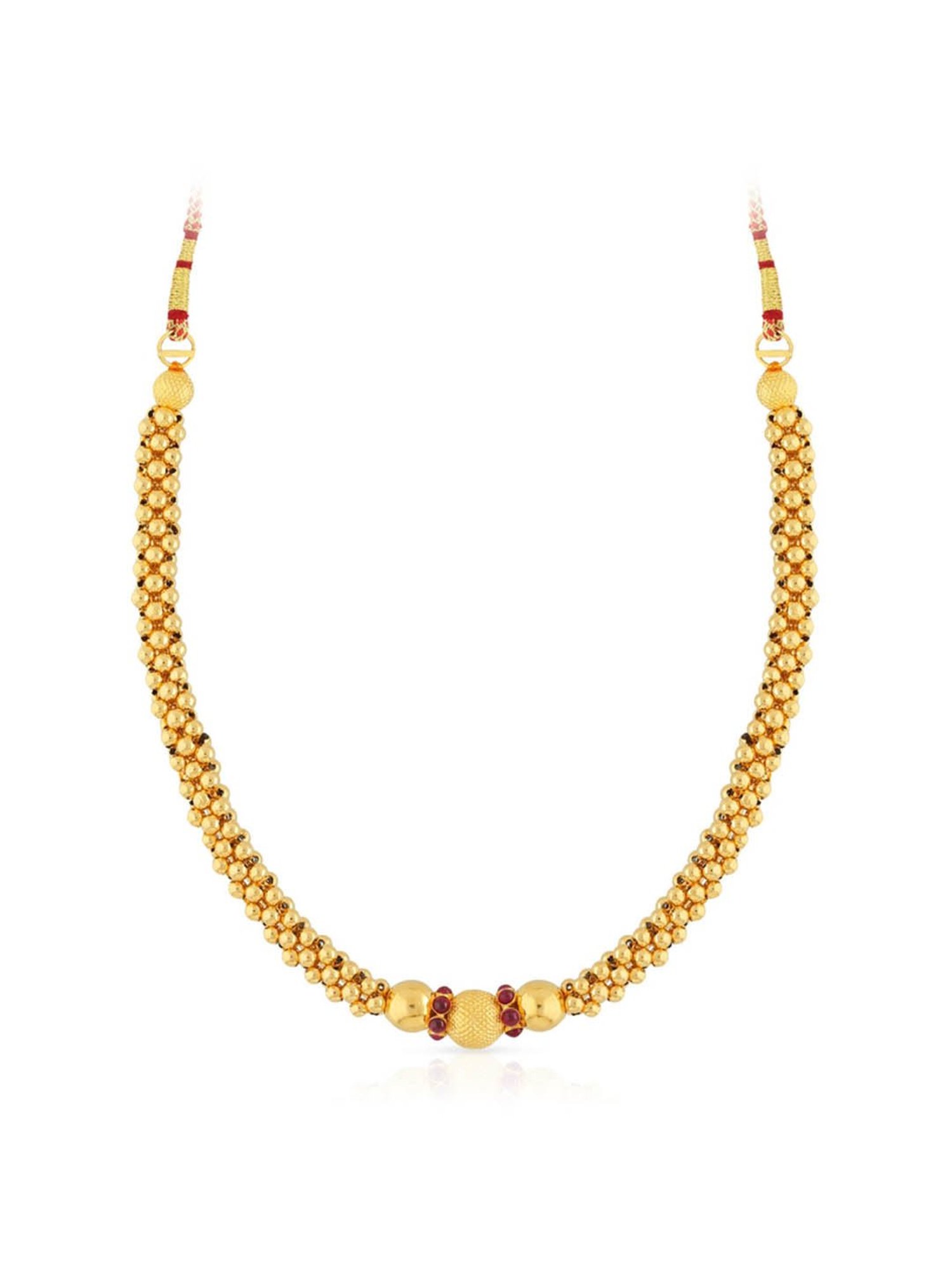 Malabar Gold and Diamonds 22k Gold Semi-Long Tushi Matinee Necklace For Women