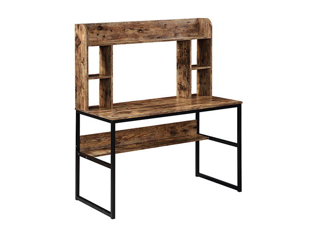 Home Office Computer Desk with Hutch, 47 inch Rustic Office Desk and Modern Writing Desk with Storage Shelves , Vintage and Black Legs,GT53
