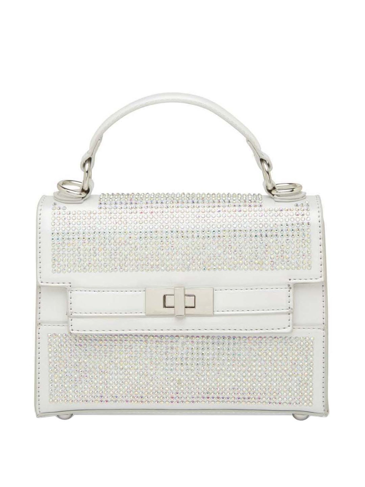 Call It Spring BULLETPROOF100 White Embellished Medium Satchel Handbag