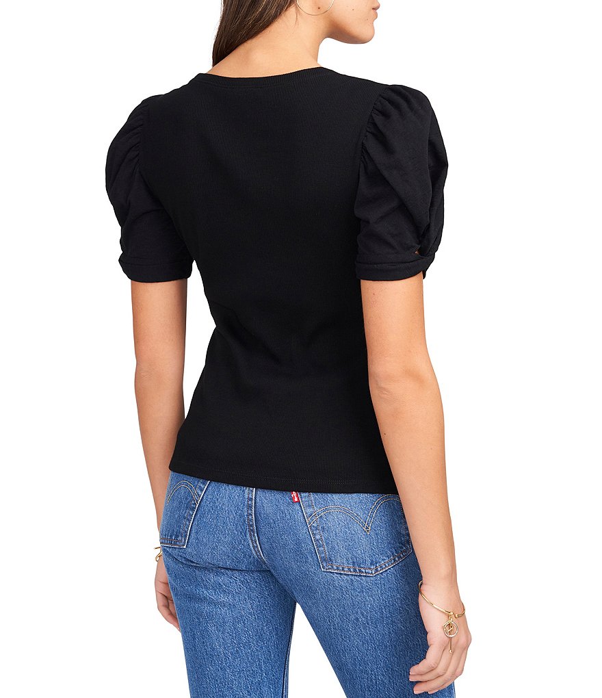 WAYF Double Ruffle V-Neck Peplum Top