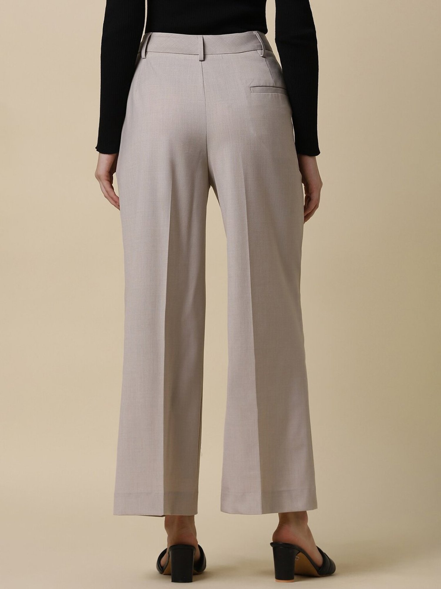 Allen Solly Beige Textured Trousers