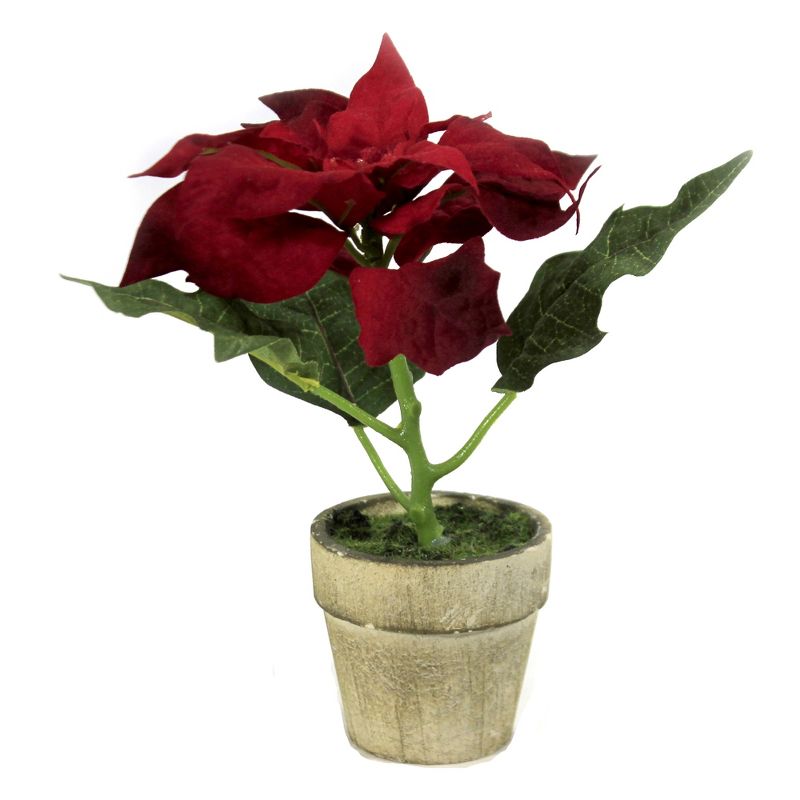 Christmas 6.25" Potted Red Poinsettia Holiday Flower Artificial  -  Decorative Figurines