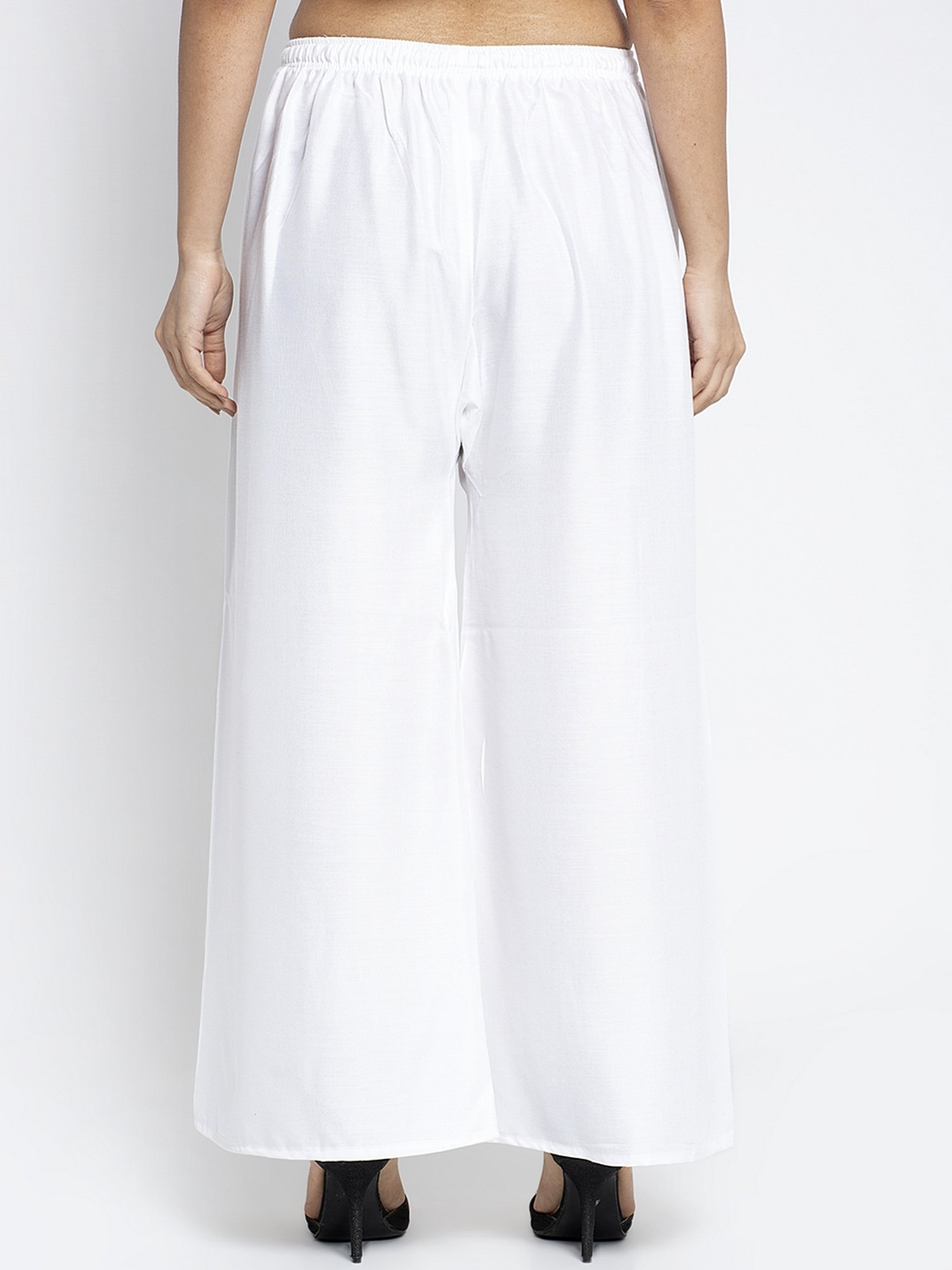 Gracit Maroon & White Printed Palazzos - Pack Of 2