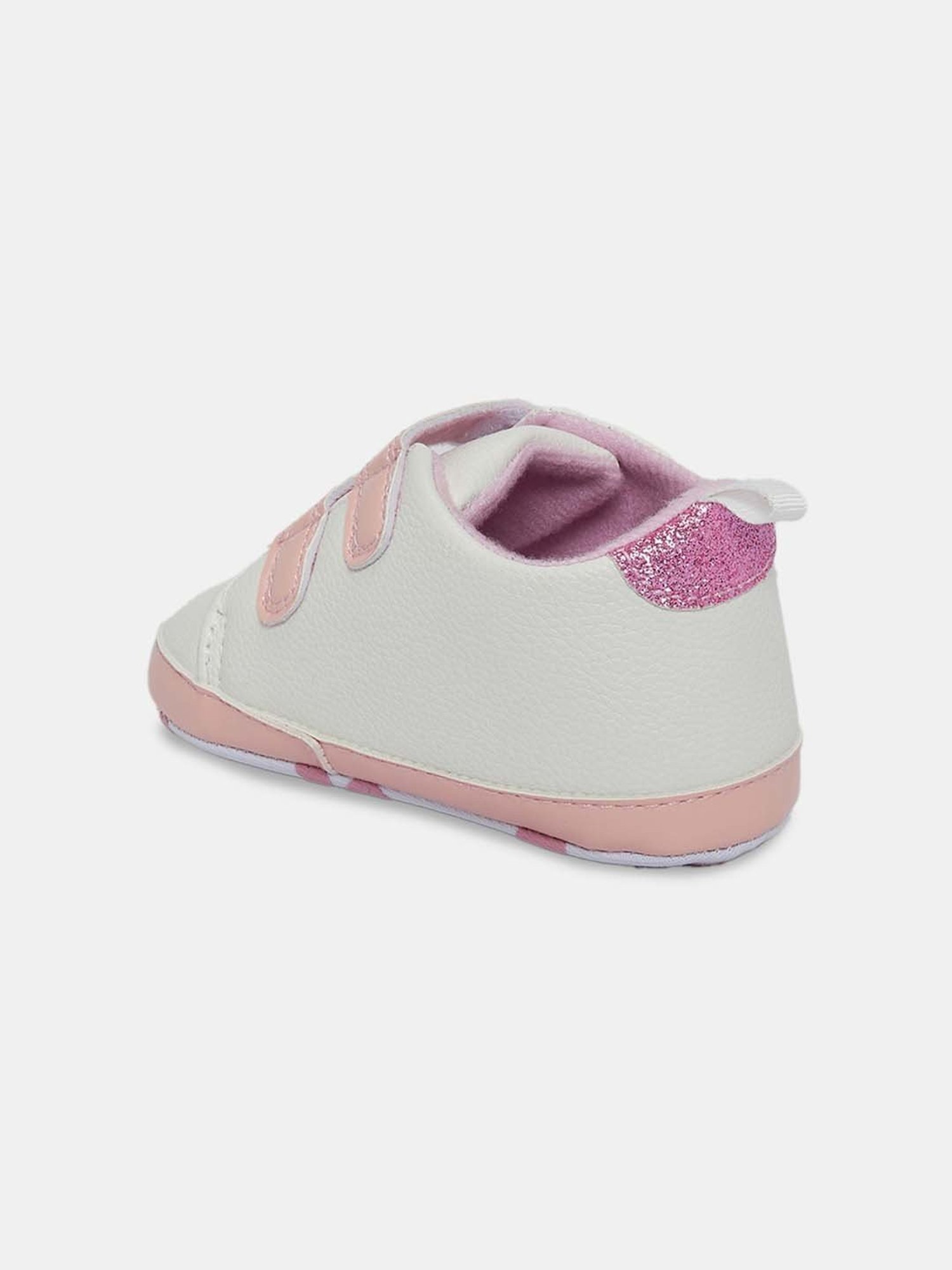 Pantaloons Baby White & Pink Velcro Shoes
