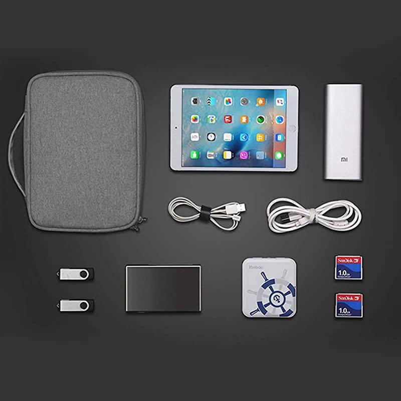 Electronics Organizer  Electronic Accessories Bag Travel Cable Organizer ThreeLayer for iPad Mini Kindle Hard Drives Cables Chargers TwoLayerGrey