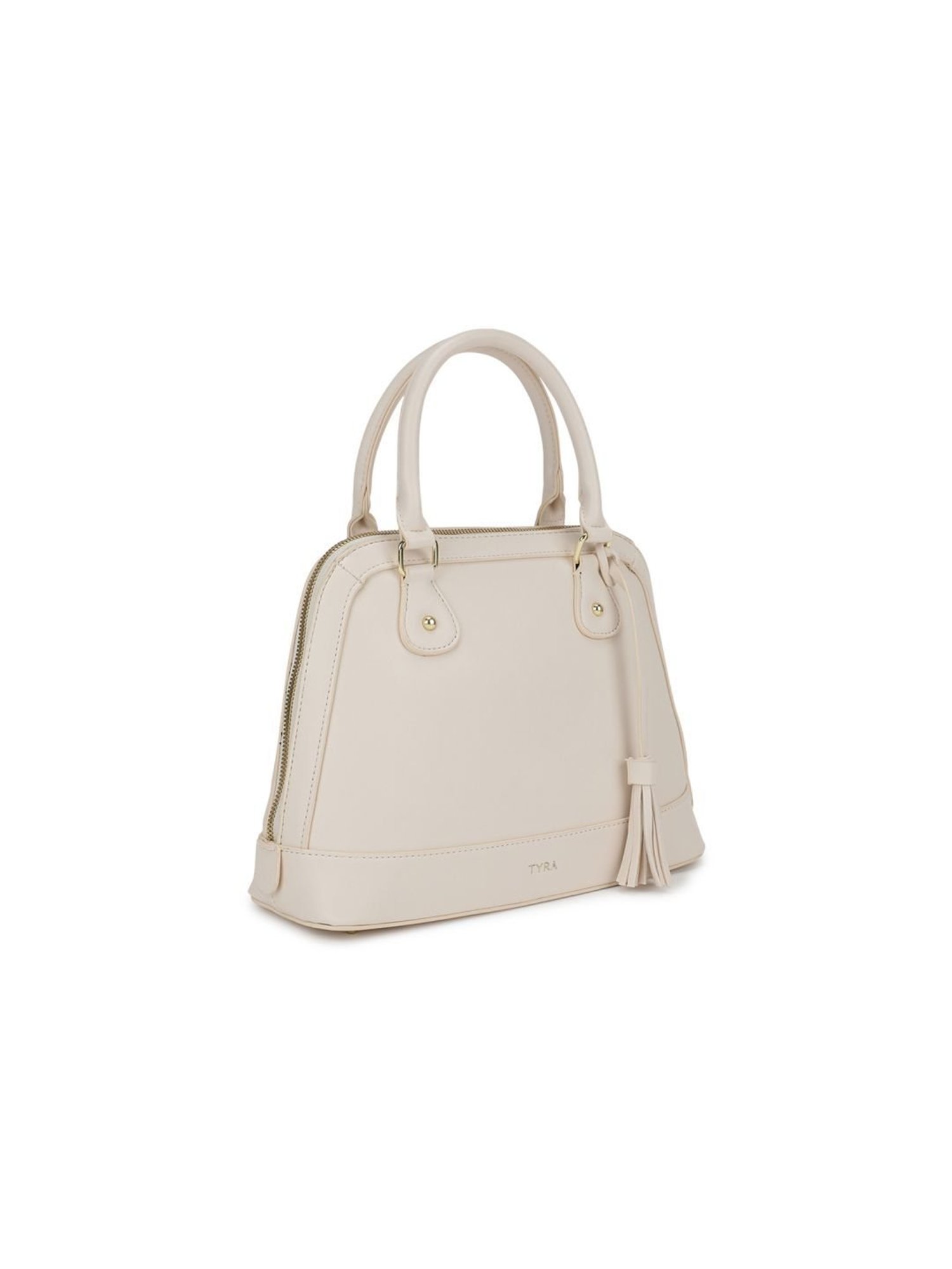 Tyra Iris Beige Solid Faux Leather Handbag
