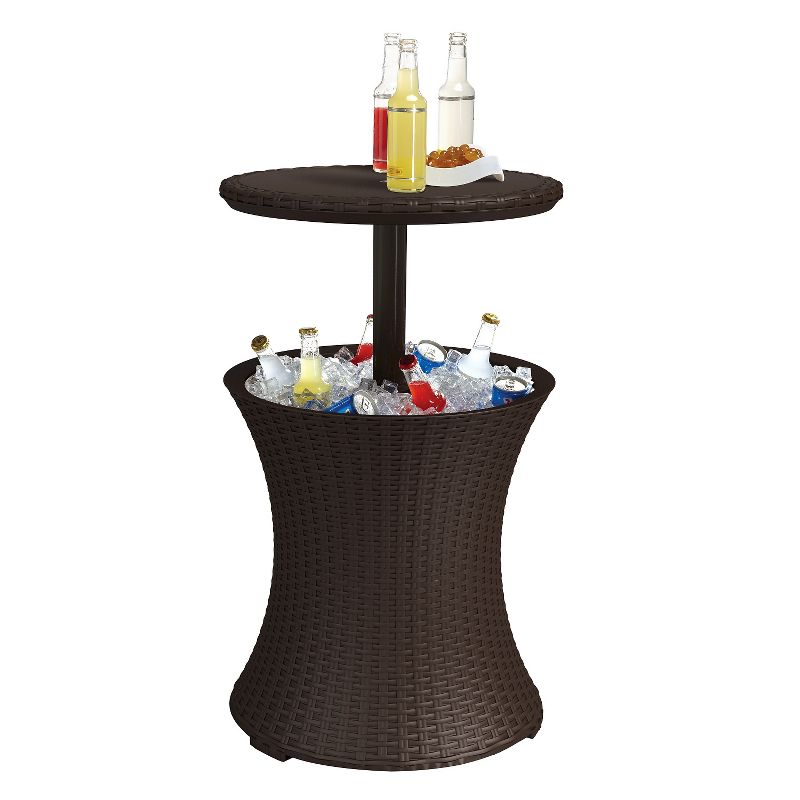 Pacific Cool Bar Rattan Style Patio Beverage Cooler Bar Table - Brown - Keter