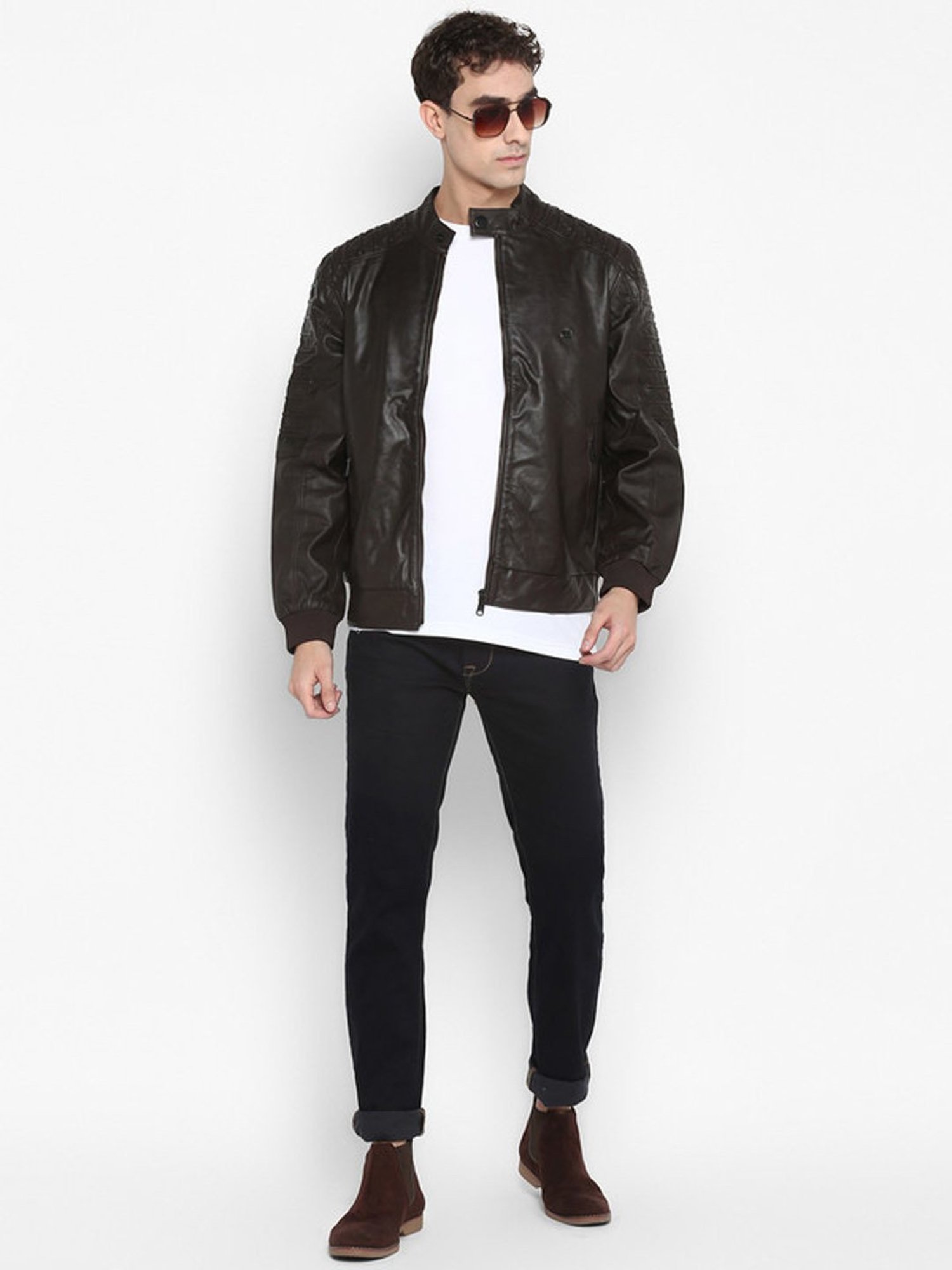 Turtle Brown Regular Fit Biker Jacket