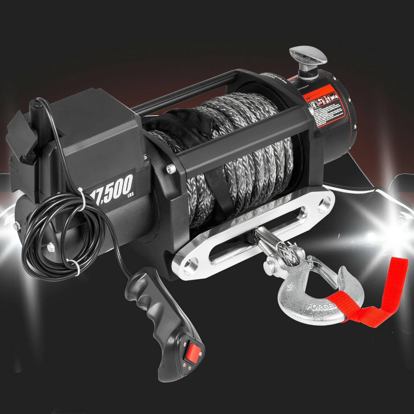 17500Ibs Electric Winch 12V 85FT Synthetic Rope 4WD ATV UTV Winch Towing Truck