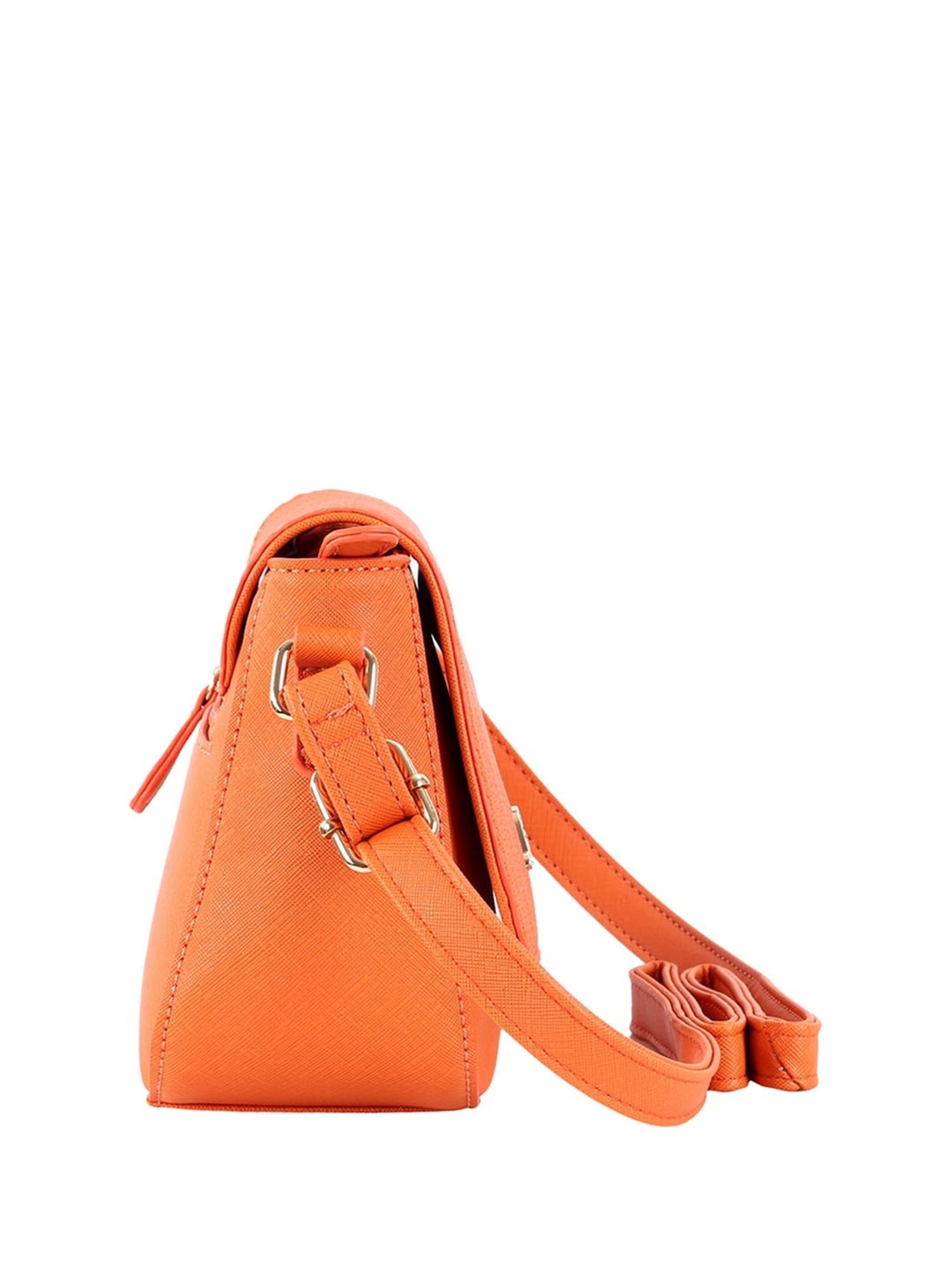 Lavie Orange Polyester Textured Sling Handbag