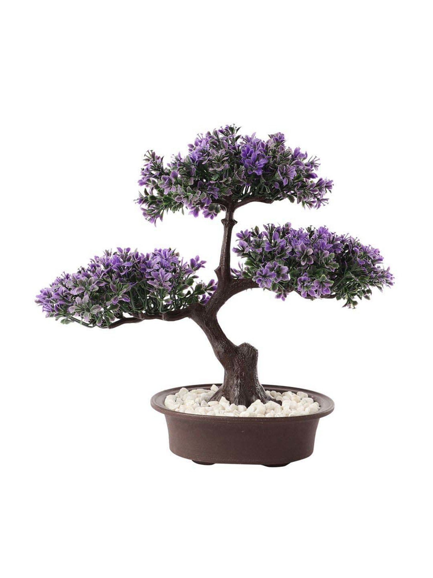 Foliyaj Multicolor Plastic Artificial 3 Head Bonsai Tree With Pot