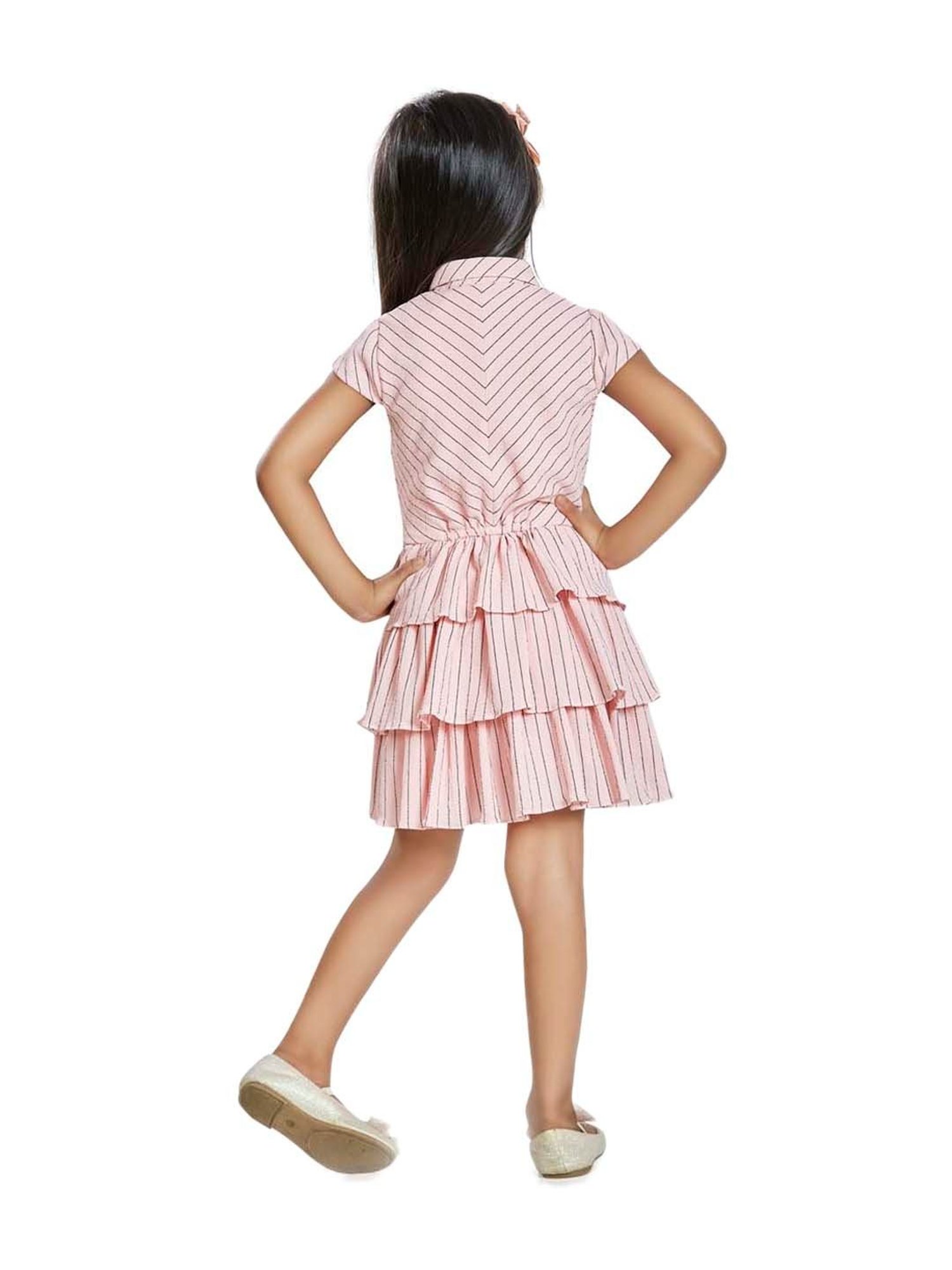 Peppermint Kids Peach Striped Dress