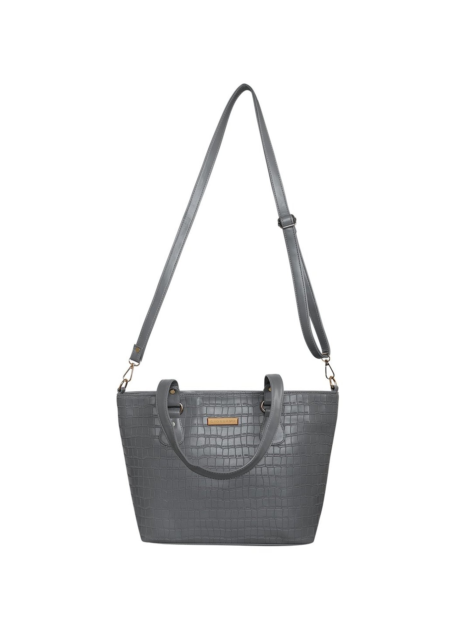 Giordano Grey Textured Medium Shoulder Handbag