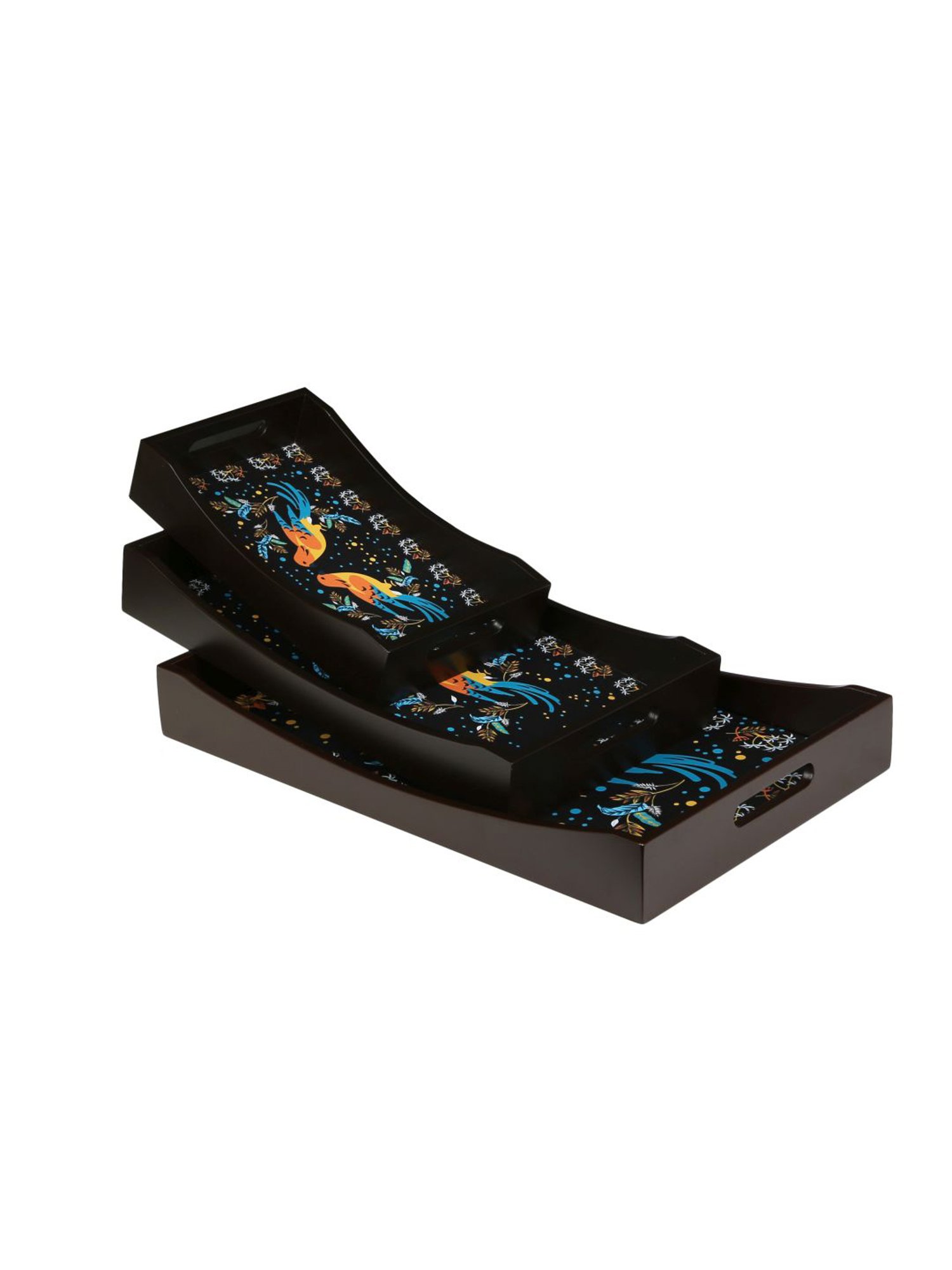 Crayton Birds Printed MDF Rectangular Serving Tray - Set of 3