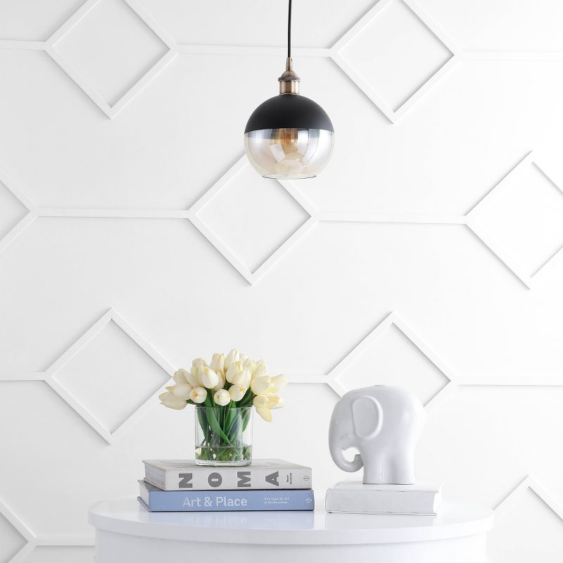 7.5" Metal Adjustable Nixon Drop Globe Pendant (Includes Energy Efficient Light Bulb) Brass - JONATHAN Y