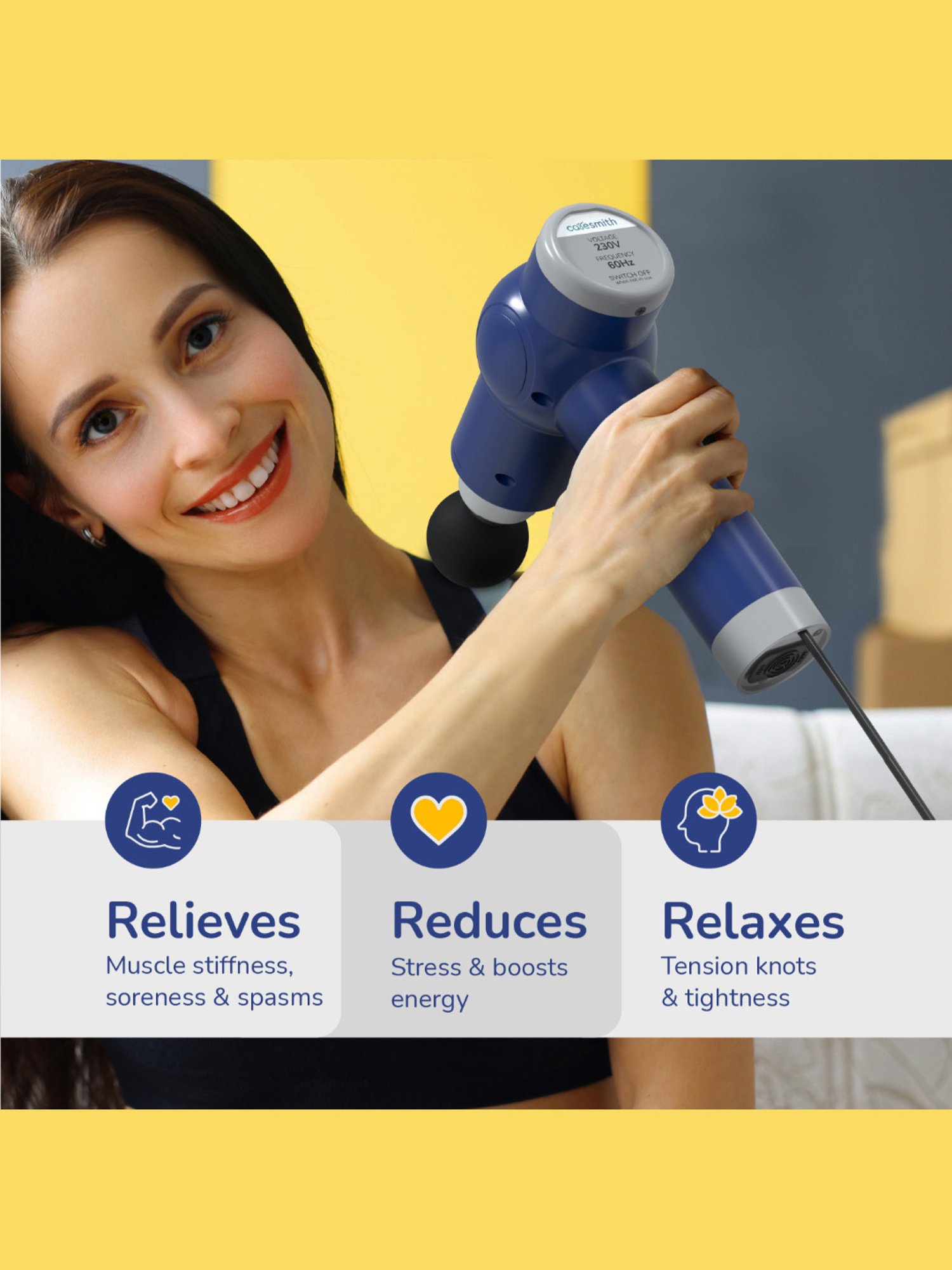 Caresmith Charge Active Corded Massage Gun Deep Tissue Percussion For Pain Relief (Blue)