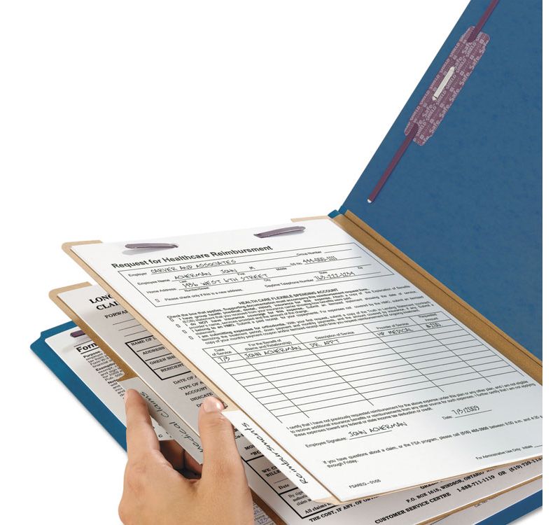 Smead Pressboard Classification Folders Letter Six-Section Dark Blue 10/Box 14032