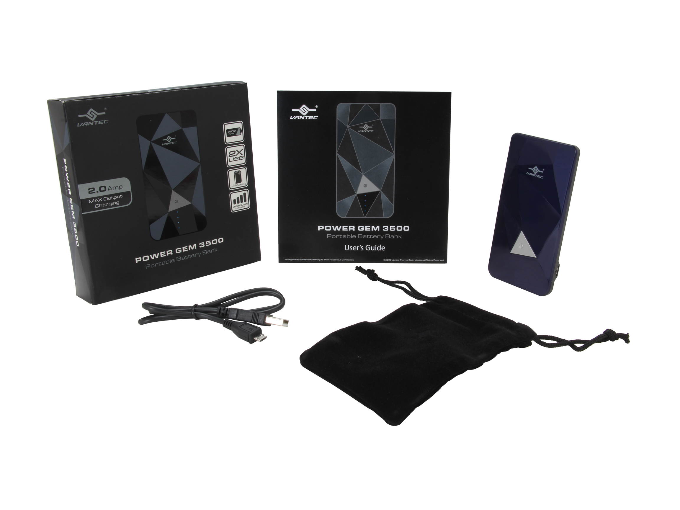 Vantec Power Gem White 3500 mAh Rechargeable Portable Battery VAN-350BB-WH