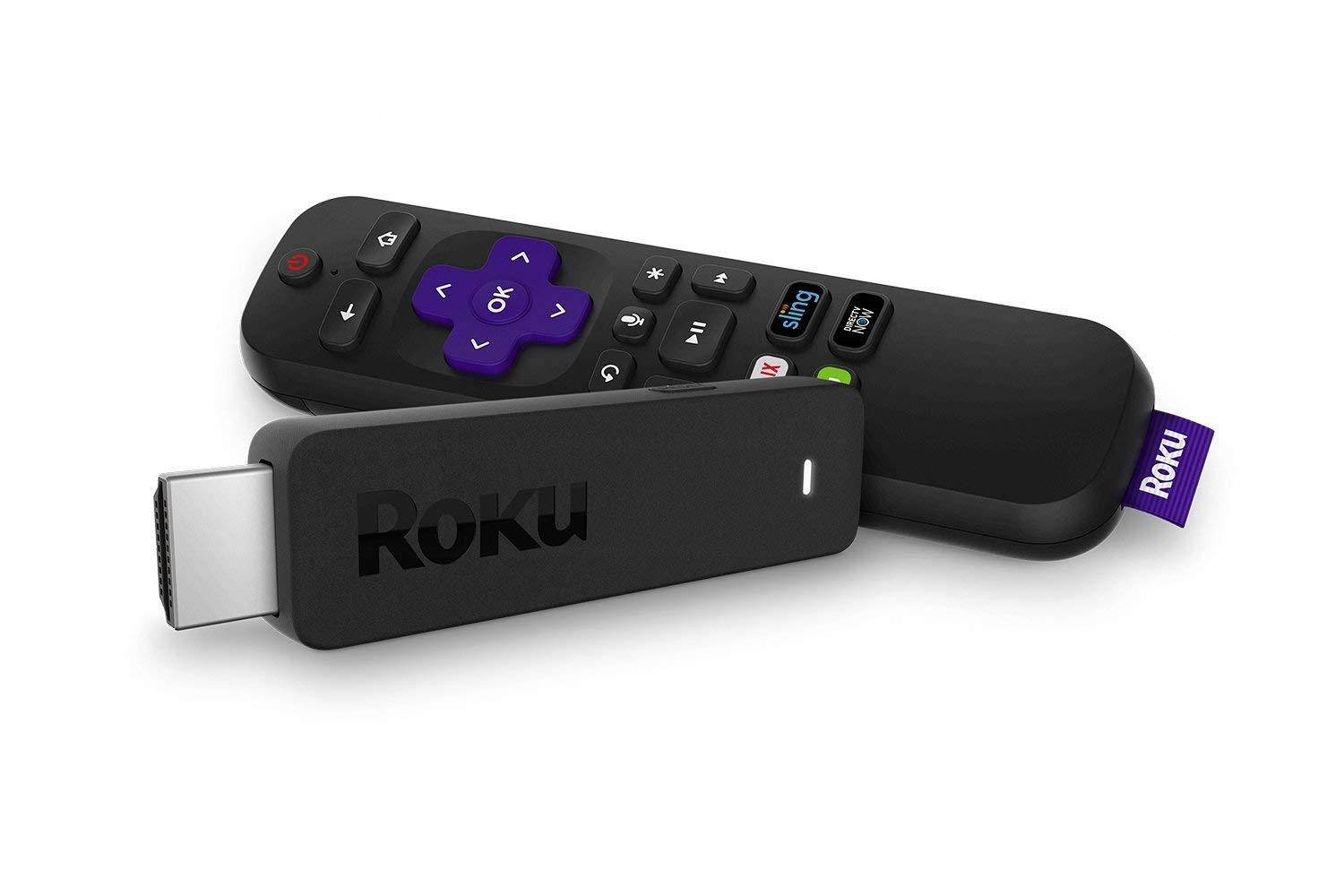 Roku Streaming Stick+ 4K HDR/HD Streaming Media Player with 4X Wireless Range, Voice Remote, TV Power and Volume, Black