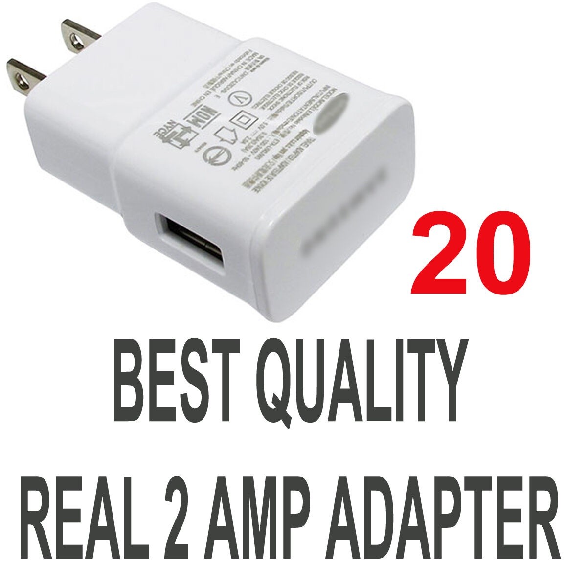 LOT 20 x 2A AC Wall Power Charger Adapter for  Galaxy S5 S4 S3 S2 Note II