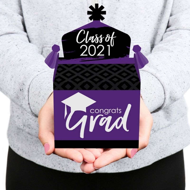 Big Dot of Happiness Purple Grad - Best is Yet to Come - Treat Box Party Favors - 2021 Purple Graduation Party Goodie Gable Boxes - Set of 12