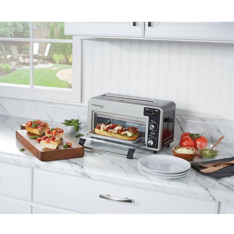 Toshiba MC25CEY-BS 6 Slice Small Stainless Convection Pizza Toaster Oven, Black