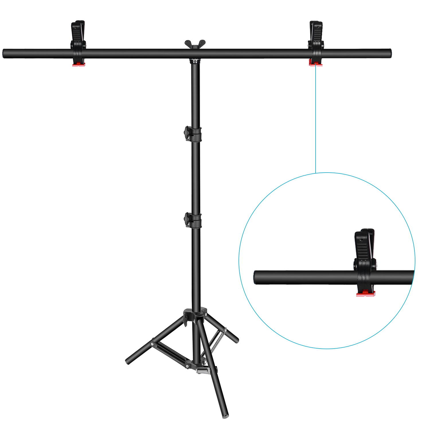 Neewer T-Shape Background Backdrop Support Stand Kit: 32-80 inches/81-203 Centimeters Adjustable Tripod Stand and 35.4 inches/90 Centimeters Crossbar with 2 Tight Clamps for Video Studio Photography